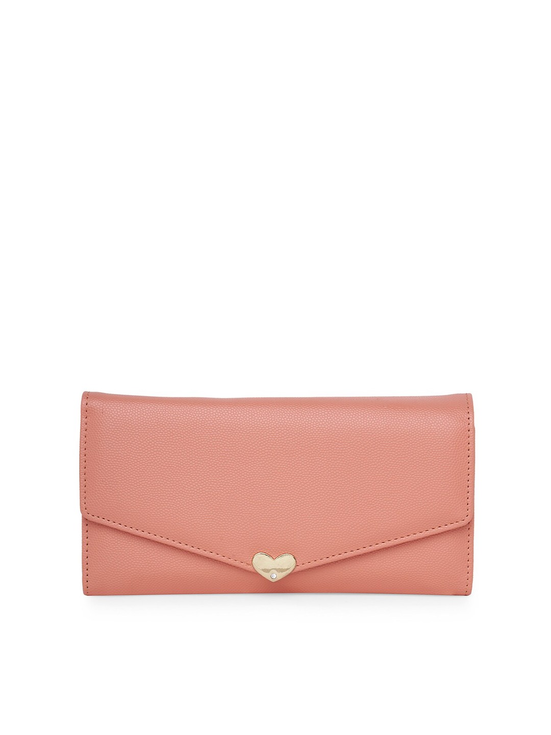 

CERIZ Women Peach-Coloured Solid Envelope Wallet