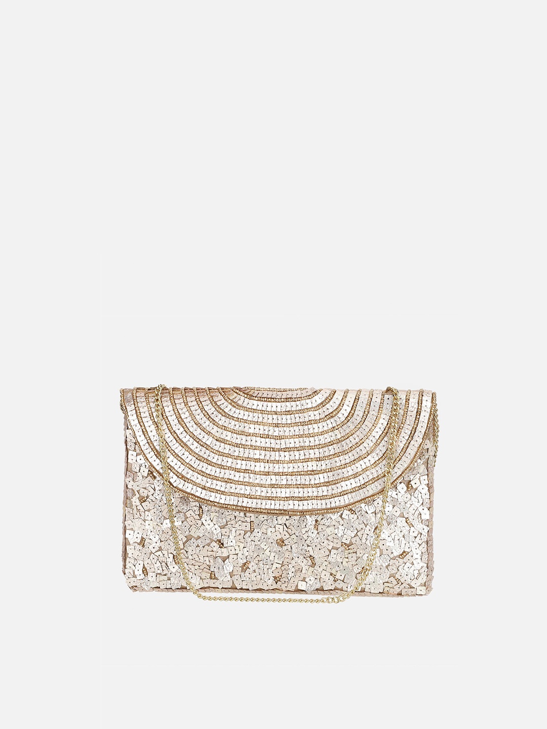 

Aditi Wasan Gold-Toned & Beige Embellished Envelope Clutch