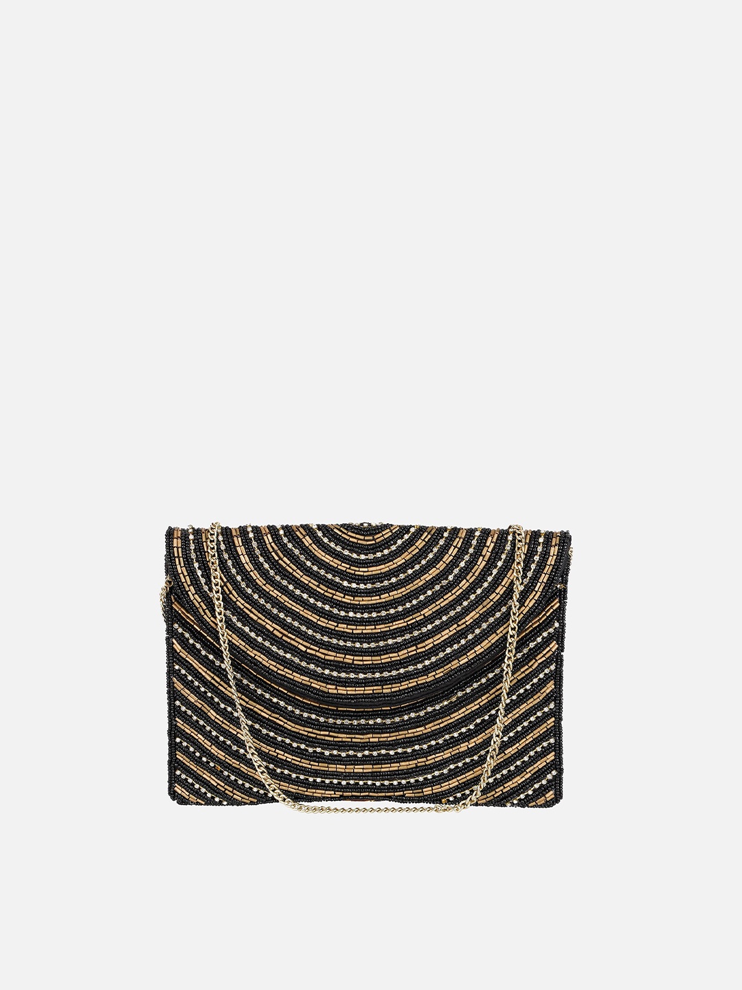 

Aditi Wasan Black & Golden Embellished Purse Clutch