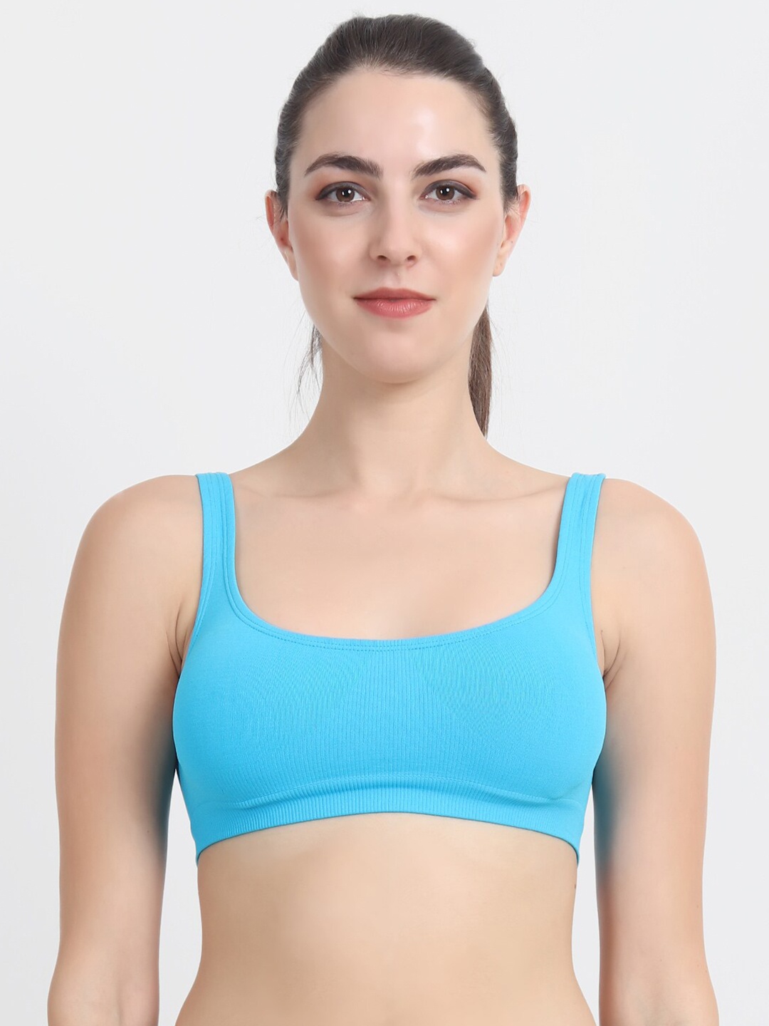 

Beau Design Blue Solid Non-Wired Non Padded Workout Bra PCBD-SB-LB