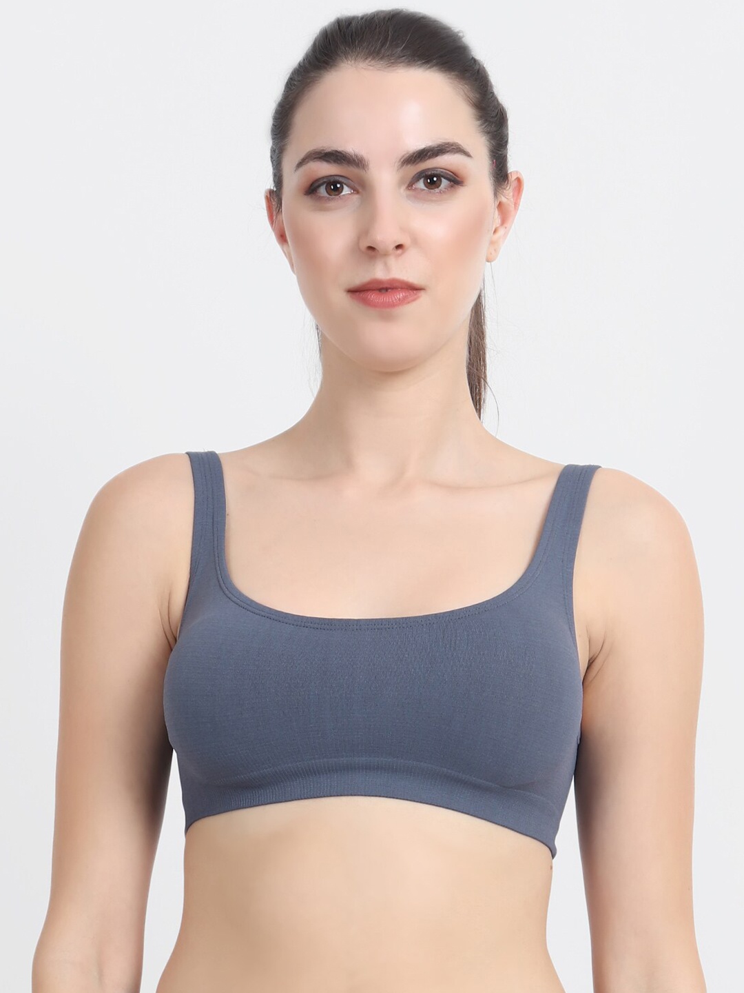 

Beau Design Grey Solid Non-Wired Non Padded Workout Bra PCBD-SB-GY-Grey