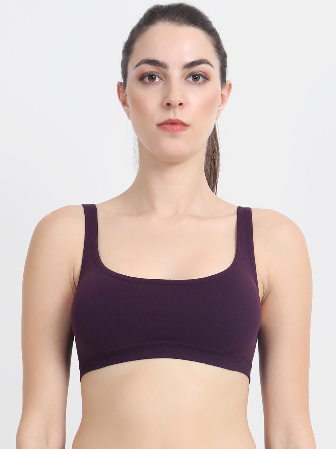 

Beau Design Purple Solid Non-Wired Non Padded Workout Bra PCBD-SB-PU