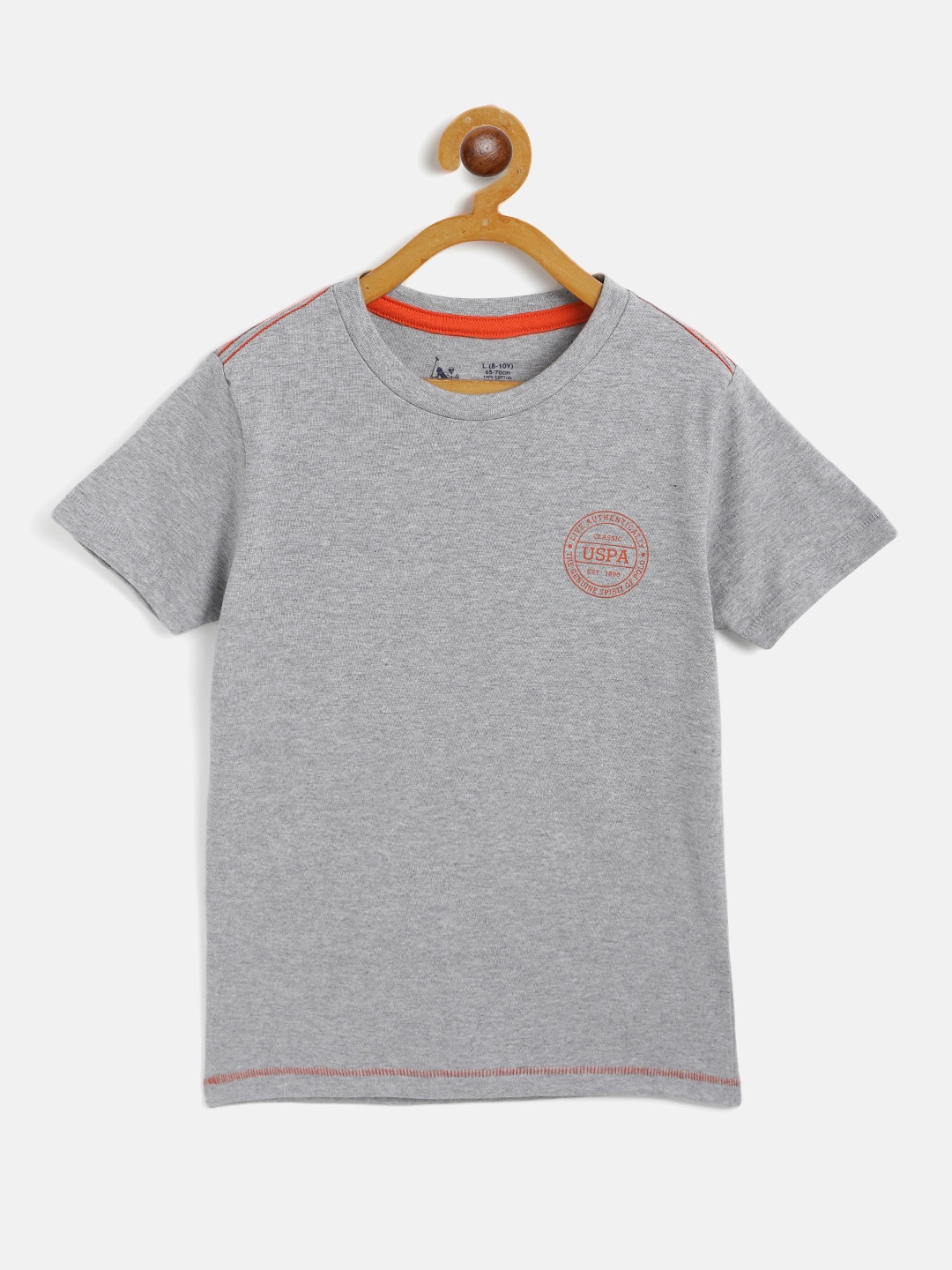 

U.S. Polo Assn. Kids Boys Grey Melange Solid Cotton Lounge T-shirt
