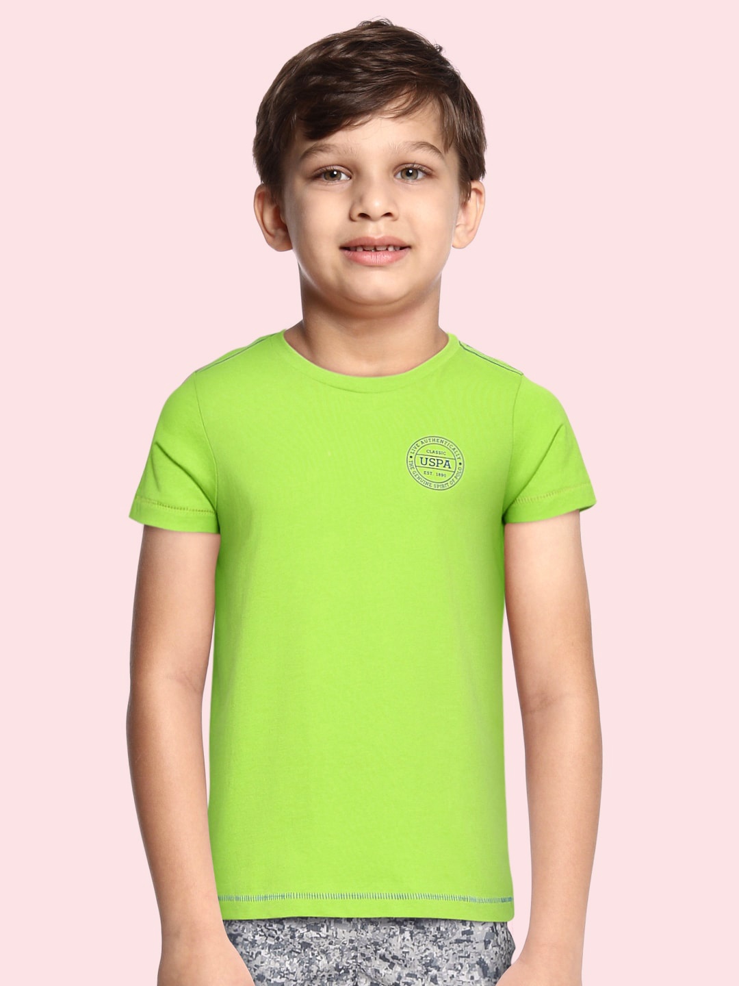 

U.S. Polo Assn. Kids Boys Lime Green Pure Cotton Lounge T-shirt