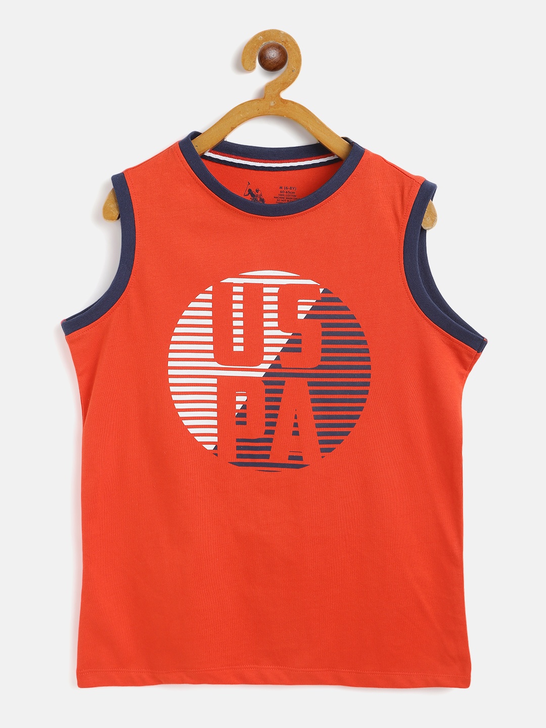 

U.S. Polo Assn. Kids Boys Red & Navy Blue Cotton Brand Logo Print Lounge T-shirt