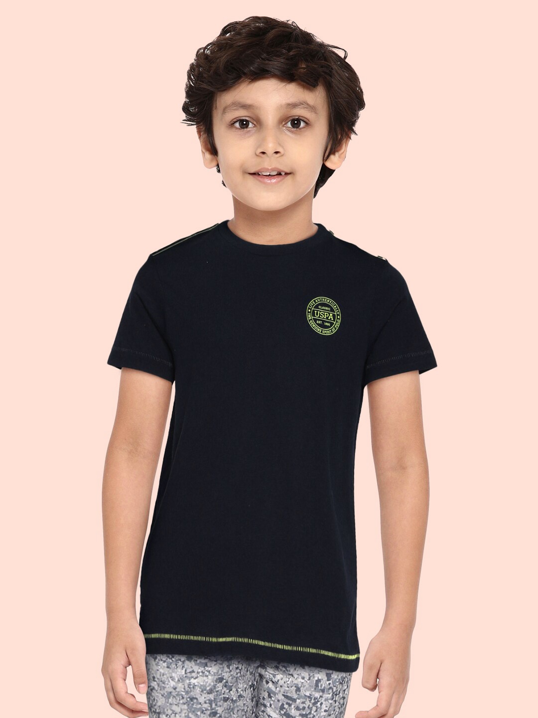 

U.S. Polo Assn. Kids Boys Navy Blue Pure Cotton Lounge T-shirt