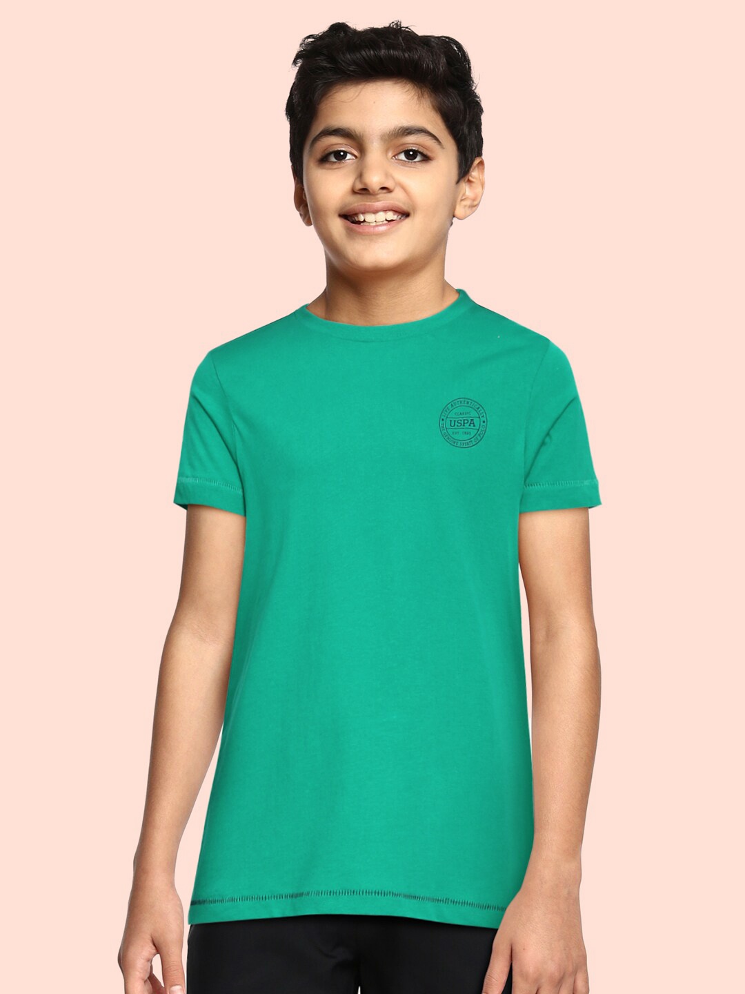 

U.S. Polo Assn. Kids Boys Solid Pure Cotton Lounge T-shirt, Green