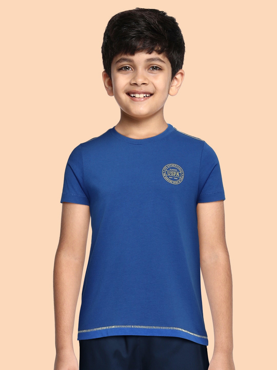 

U.S. Polo Assn. Kids Boys Blue Solid Pure Cotton Lounge T-shirt