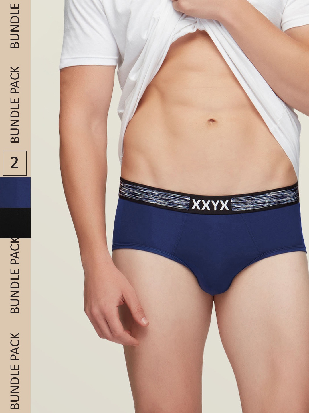 

XYXX Men Pack Of 2 Solid Antimicrobial Micro Modal Artisto Basic Briefs XYBRF2PCKN403, Black