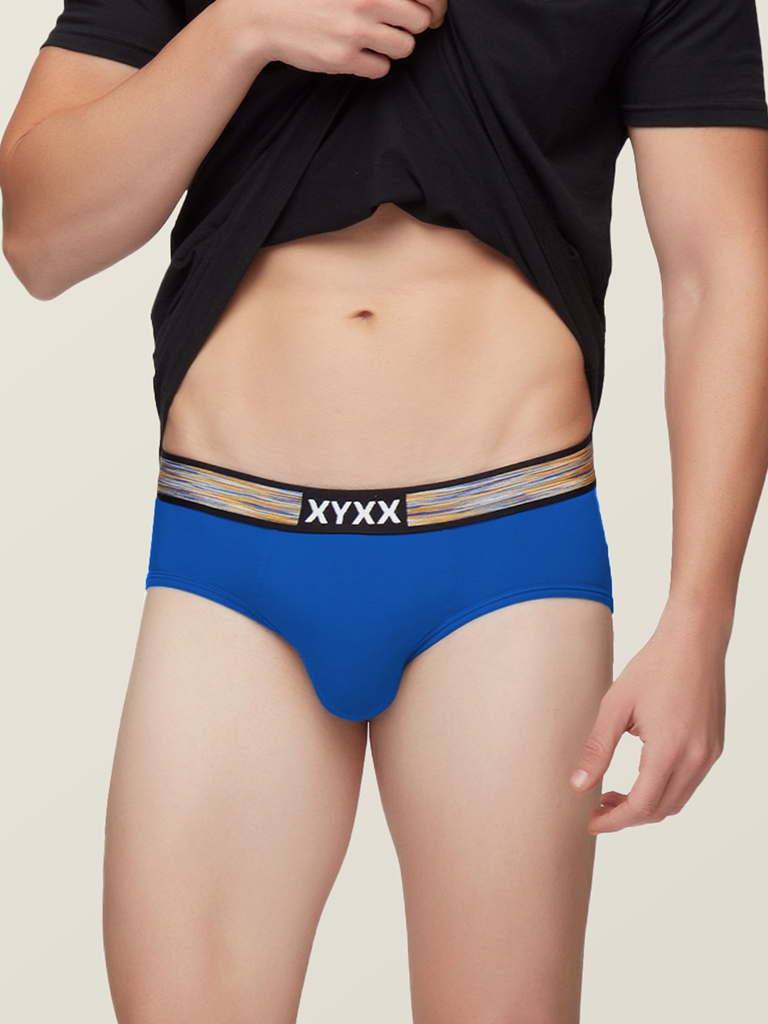 

XYXX Men Blue Solid IntelliSoft Antimicrobial Micro Modal Basic Briefs XYBRF81