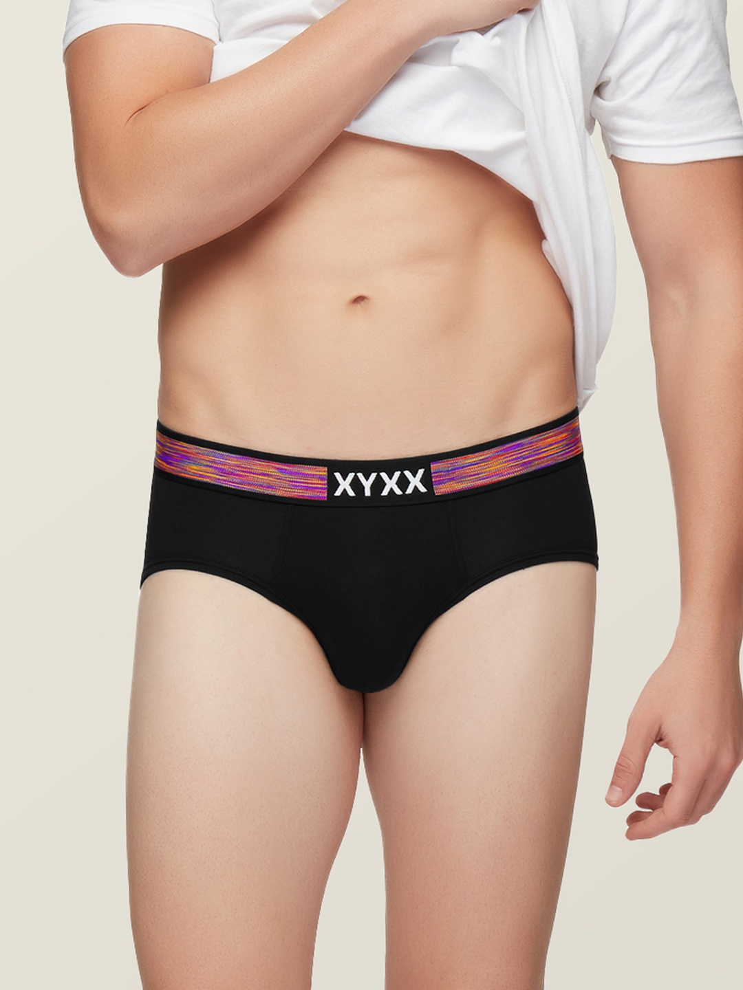 

XYXX Men Black & Purple Solid IntelliSoft Antimicrobial Micro Modal Basic Briefs XYBRF79