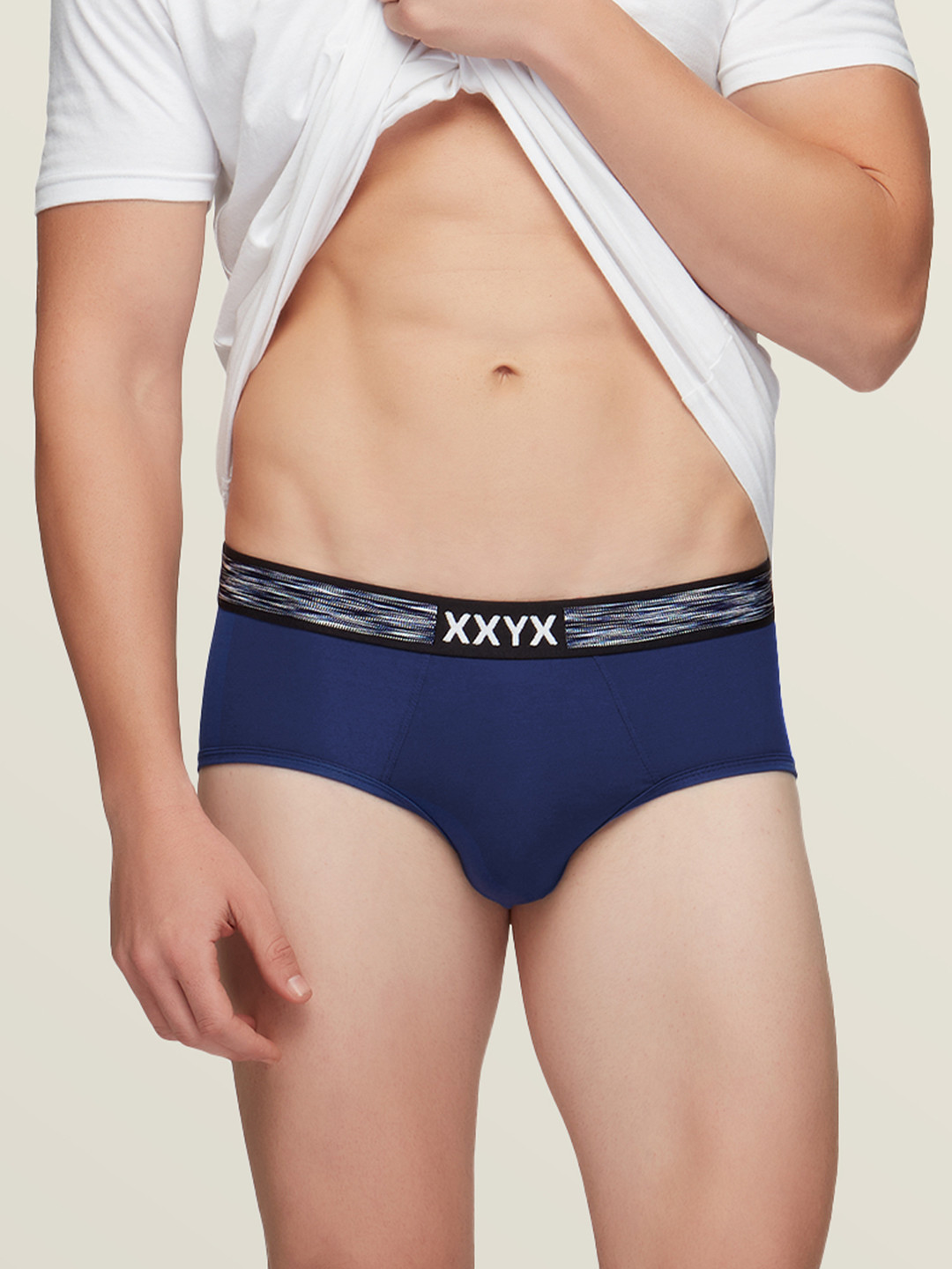 

XYXX Men Navy Blue Solid IntelliSoft Antimicrobial Micro Modal Basic Briefs XYBRF82