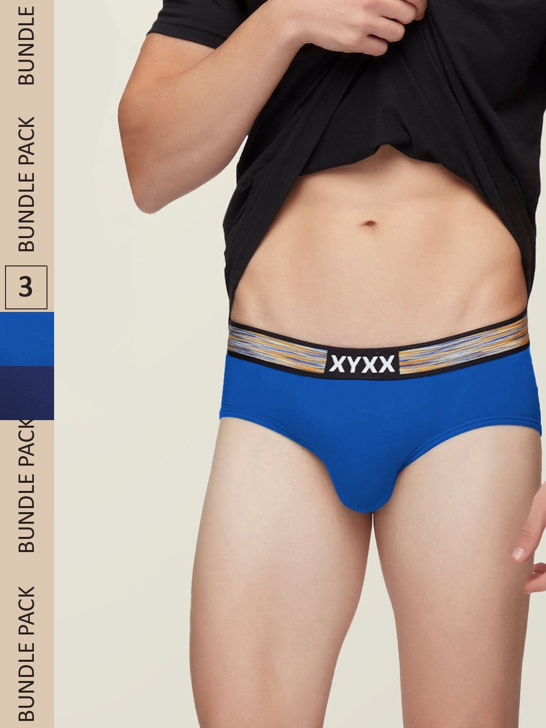 

XYXX Men Pack Of 3 Solid IntelliSoft Antimicrobial Basic Briefs XYBRF3PCKN485, Blue