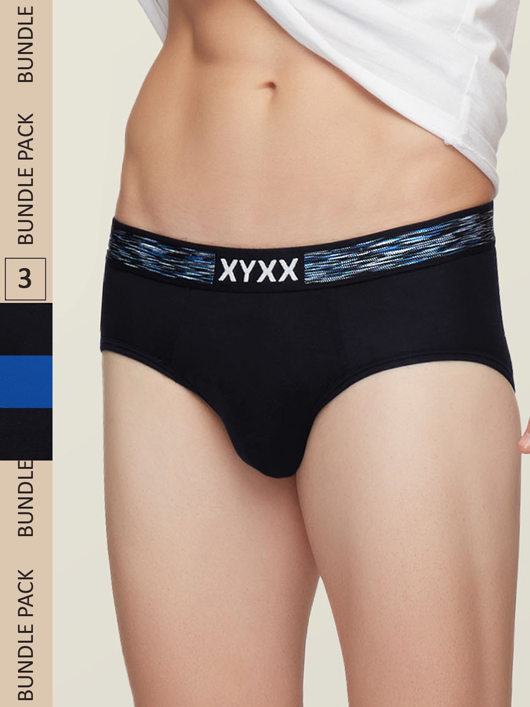 

XYXX Men Pack Of 3 Solid IntelliSoft Antimicrobial Basic Briefs XYBRF3PCKN484, Blue