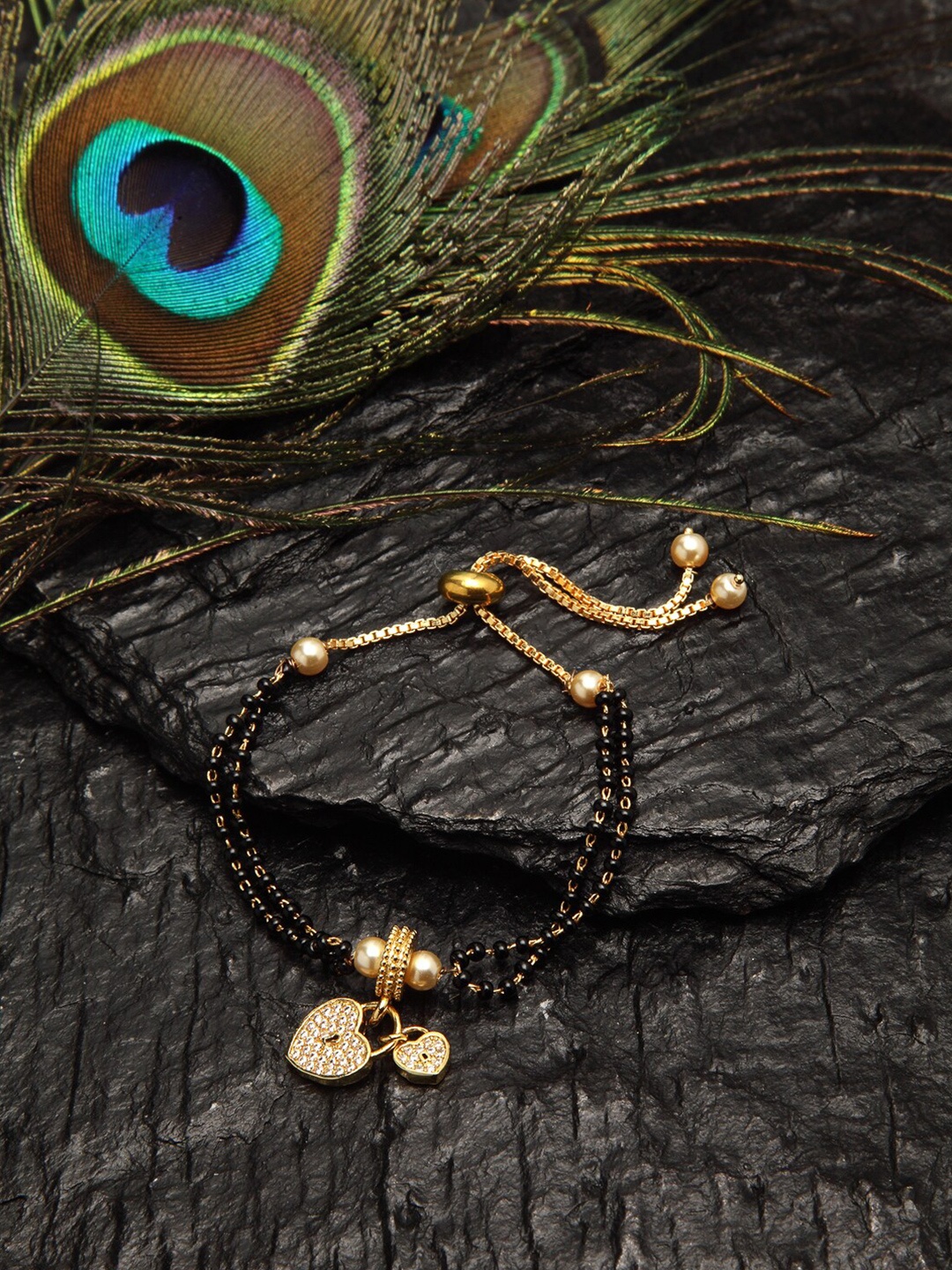 

DUGRISTYLE Black Mangalsutra Wraparound Bracelet