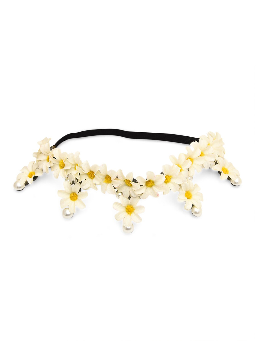 

Golden Peacock White Floral Embellished Hairband