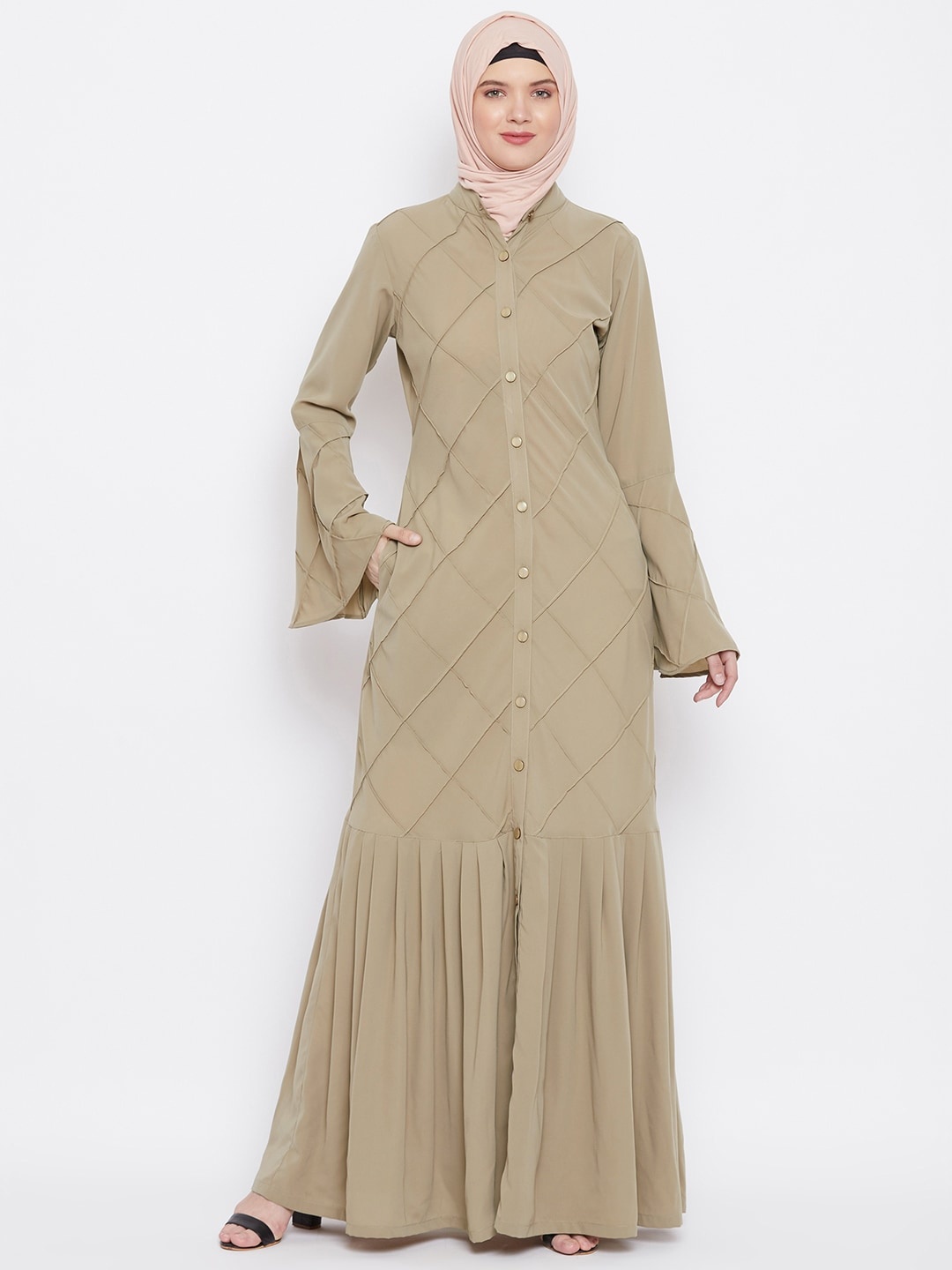 

MOMIN LIBAS Women Beige Self-Design Abaya Burqa