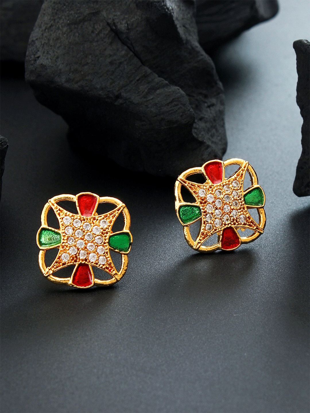 

aadita Gold-Toned Contemporary Studs