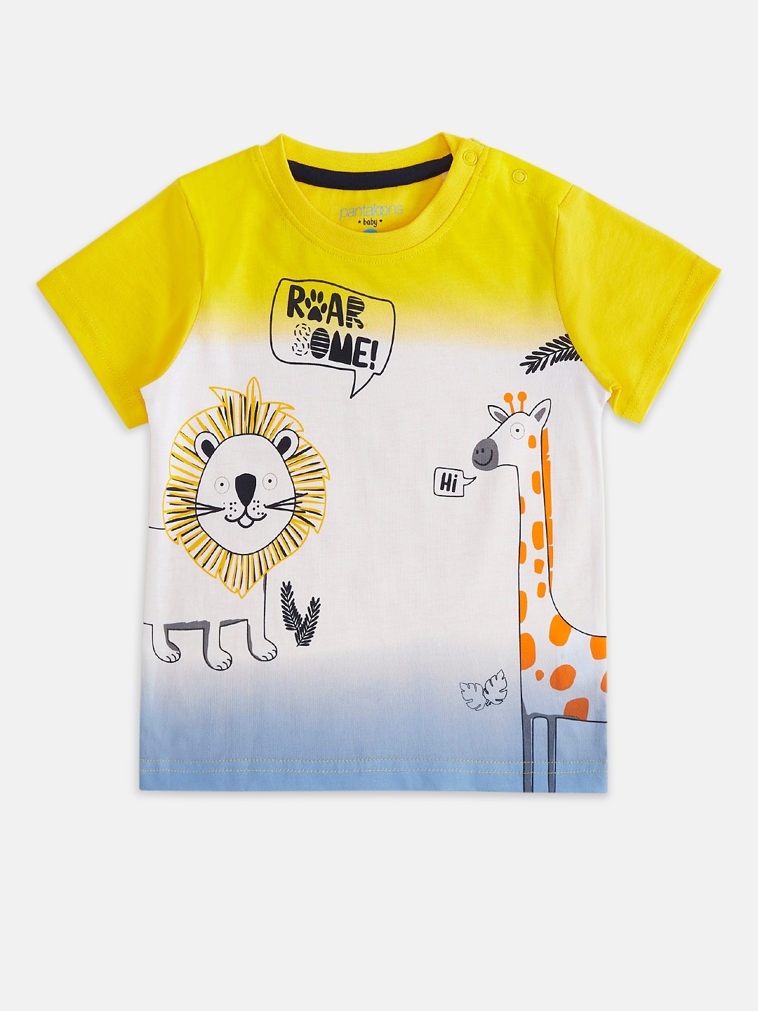 

Pantaloons Baby Boys Yellow Printed Round Neck Pure Cotton T-shirt