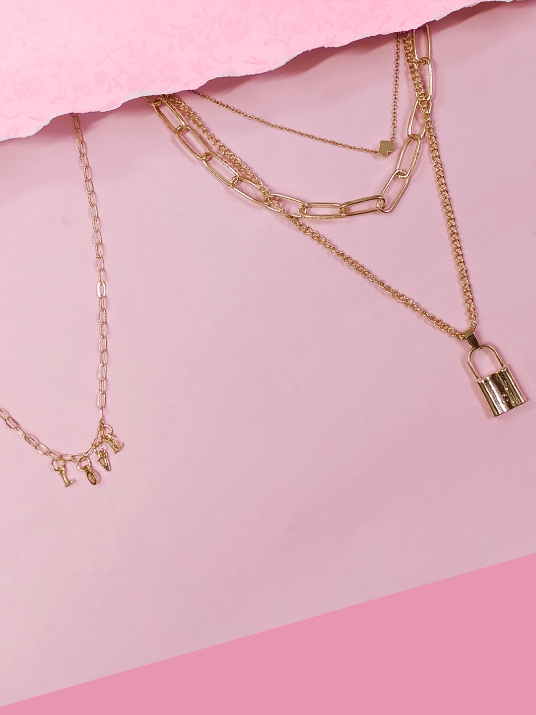 

OOMPH Gold-Toned & Rose Gold Alloy Gold-Plated Handcrafted Necklace