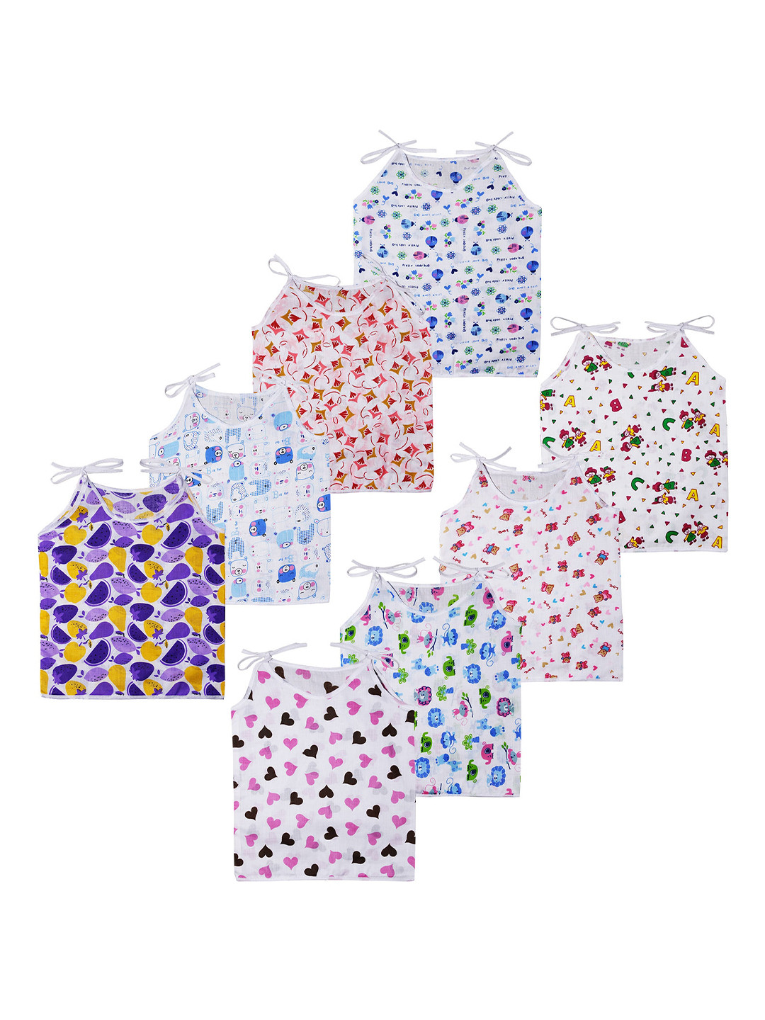 

Orange and Orchid Infant Boys Pack Of 8 Multicoloured Printed Jhablas, White