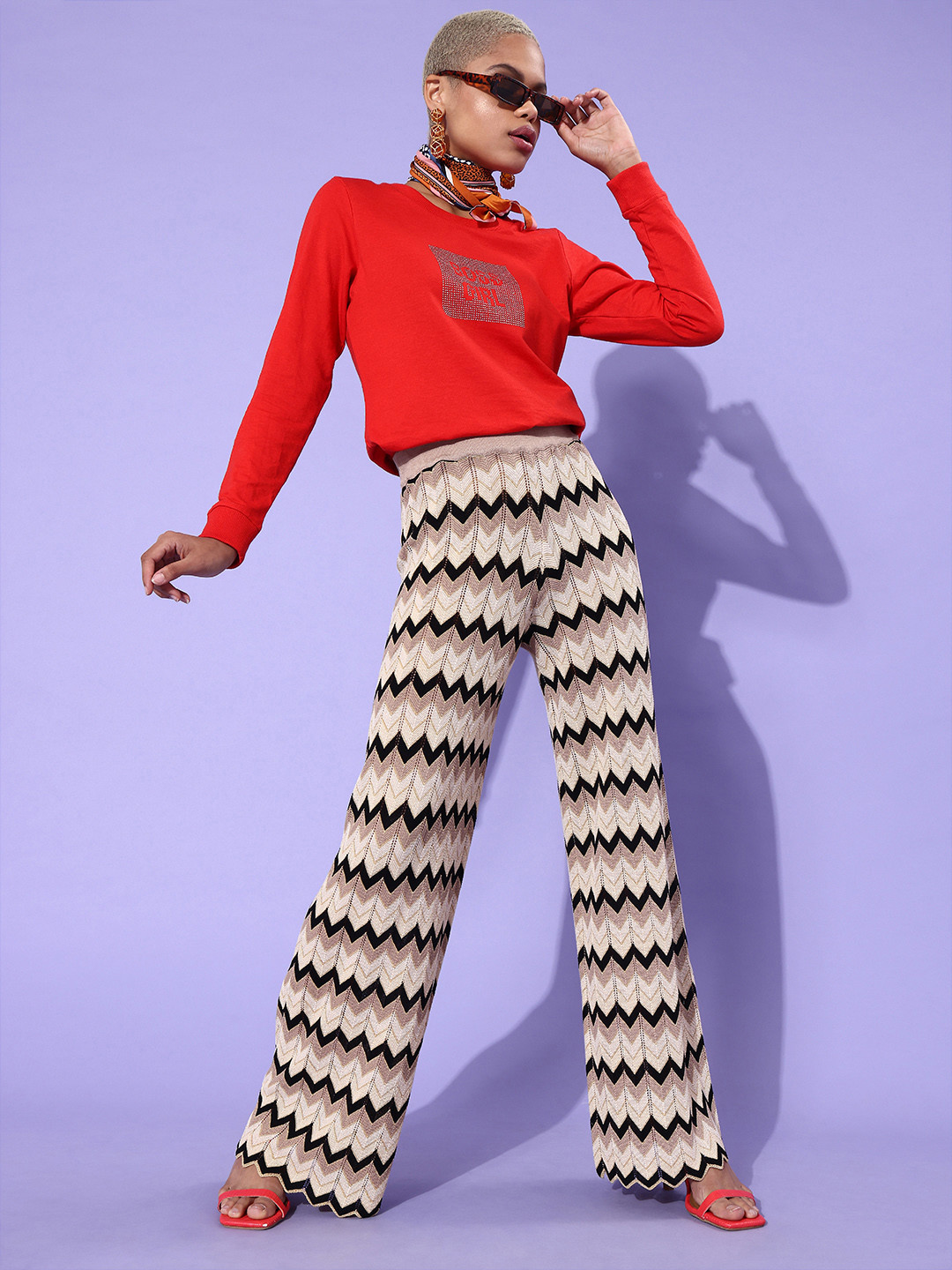 

DressBerry Women Red Printed Sweatshirt
