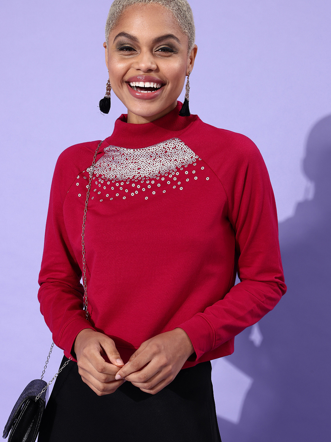 

DressBerry Women Red Printed Sweatshirt