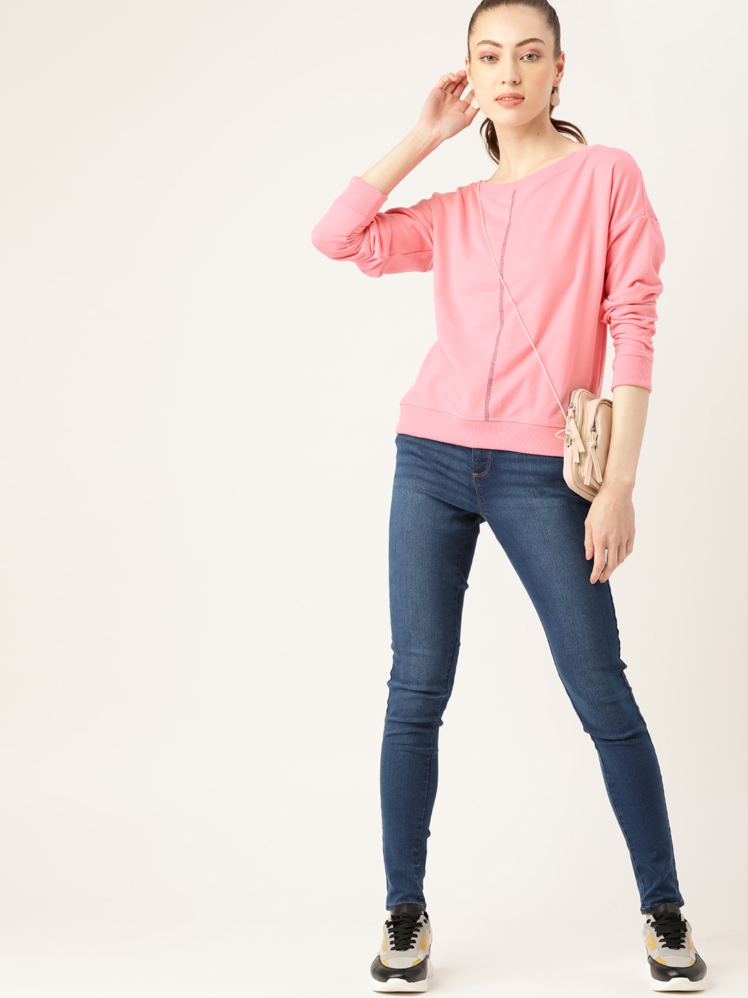 

DressBerry Women Pink Solid Sweatshirt