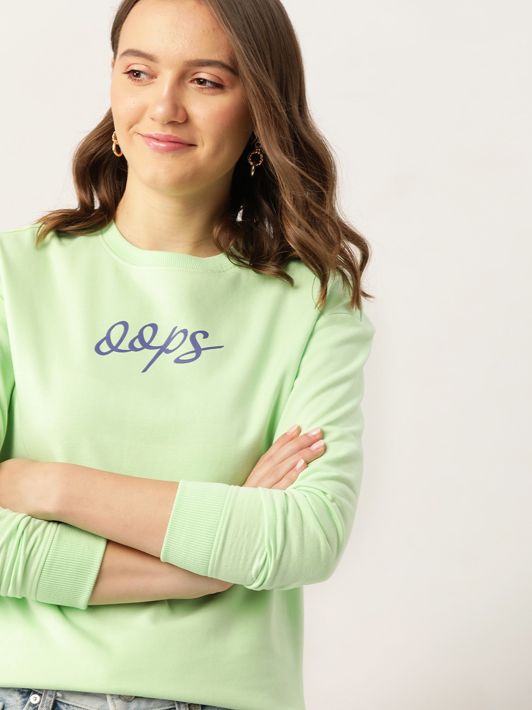 

DressBerry Women Green & Navy Blue Printed Sweatshirt