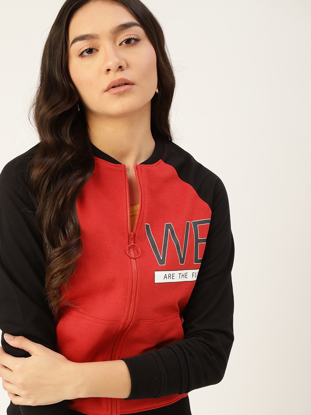 

DressBerry Women Red & Black Solid Sweatshirt