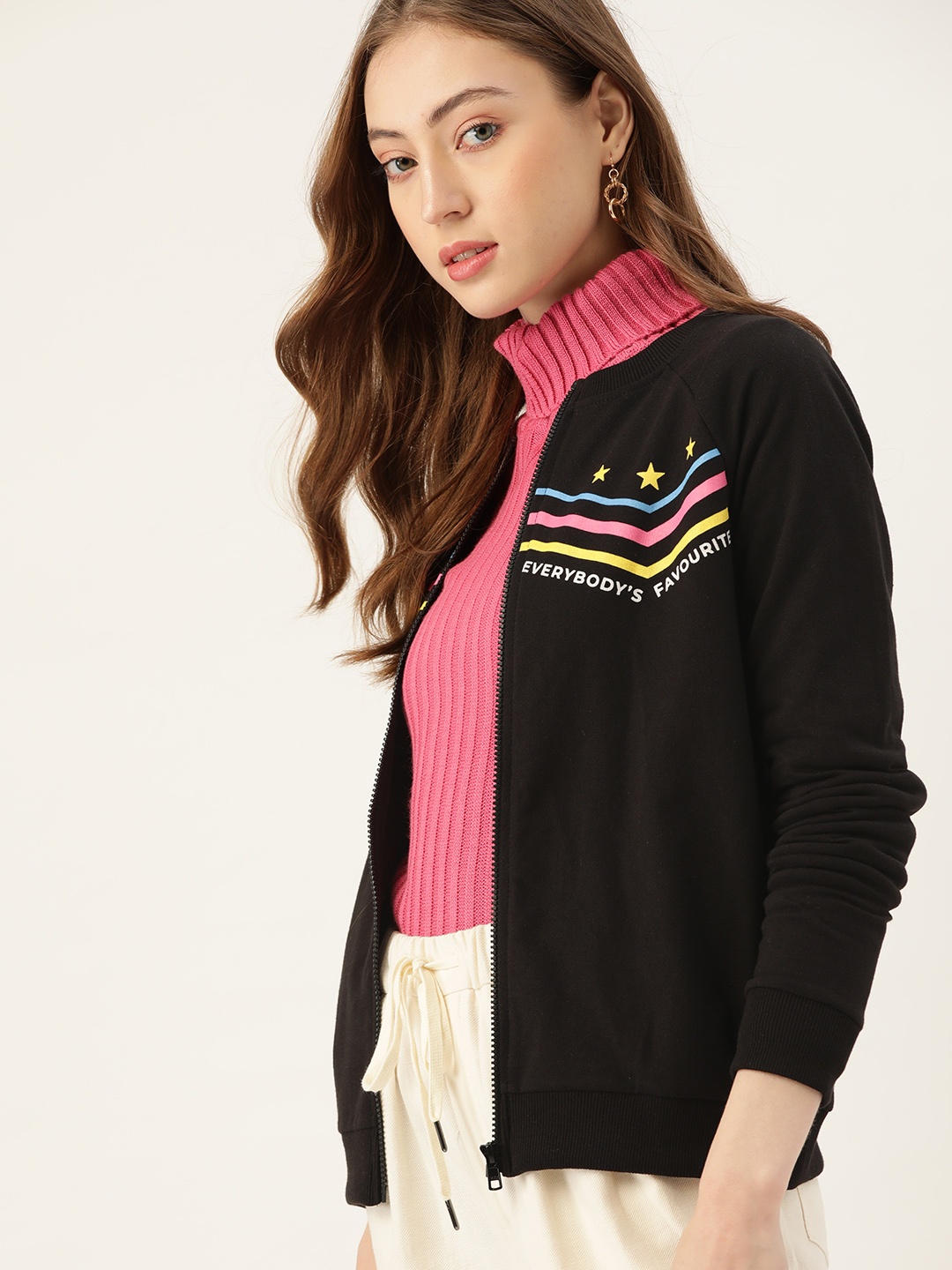 

DressBerry Women Black & Yellow Striped Sweatshirt