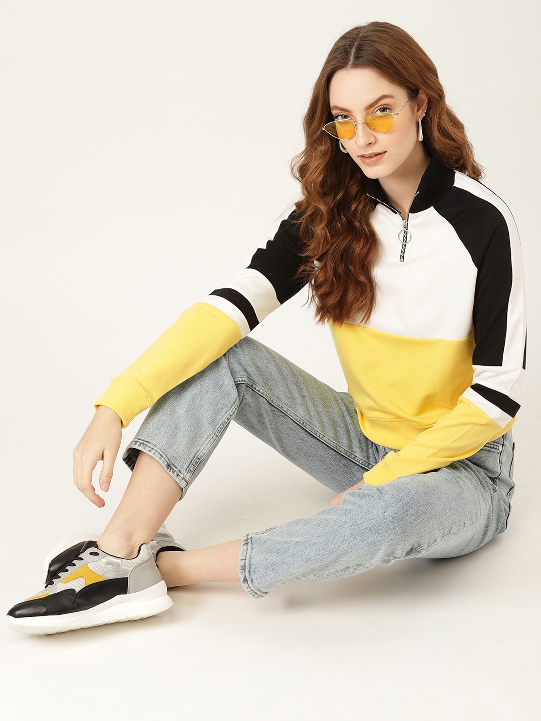 

DressBerry Women White Colourblocked Sweatshirt