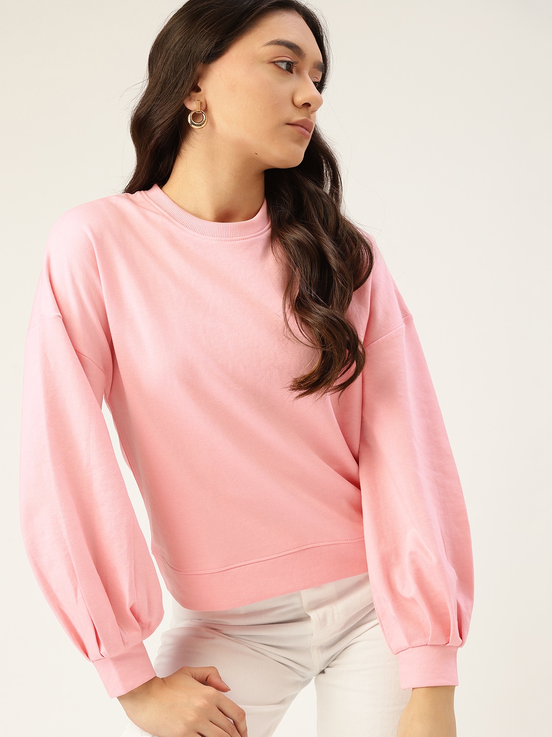 

DressBerry Women Pink Solid Sweatshirt