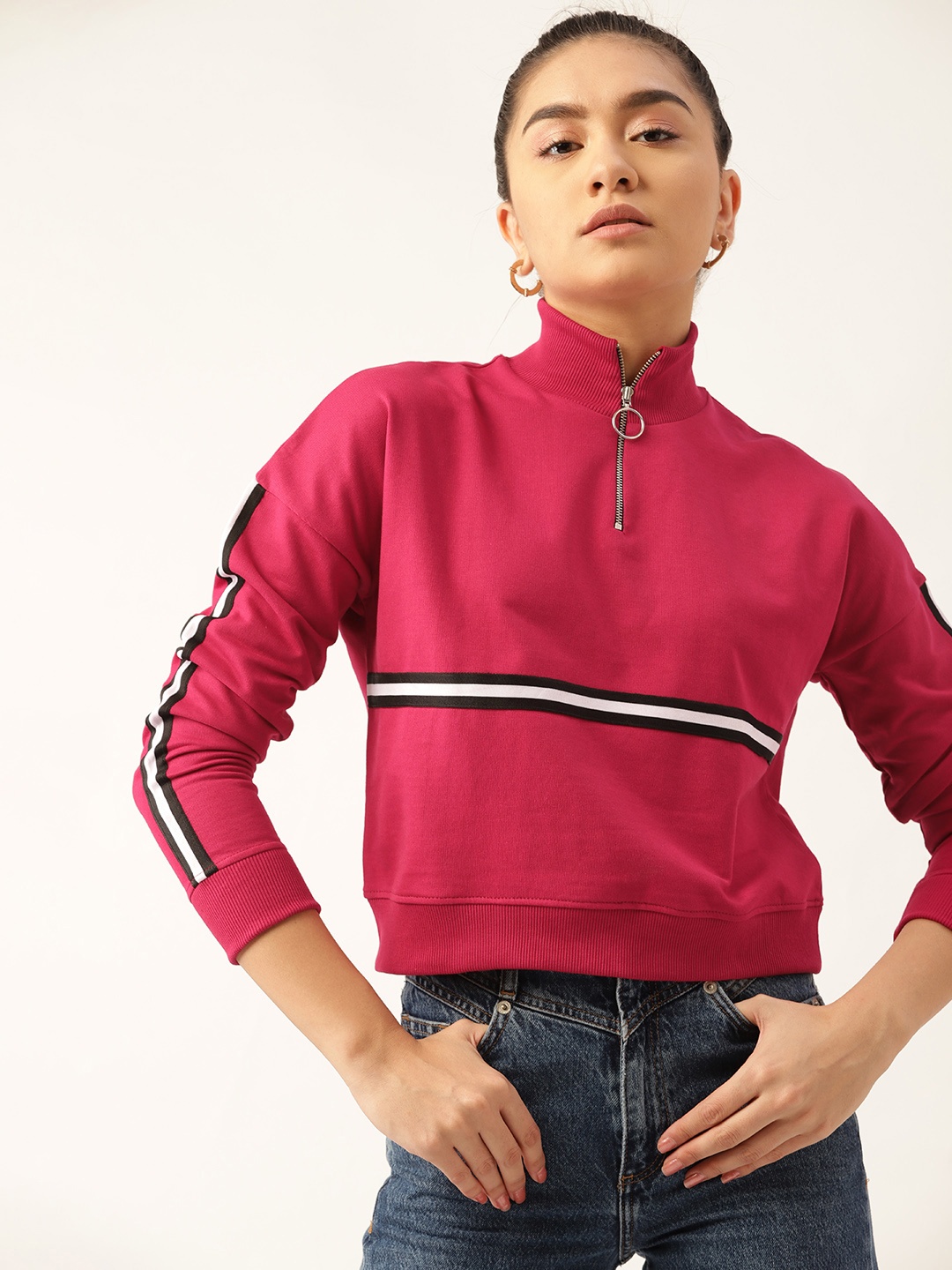 

DressBerry Women Pink Solid Sweatshirt