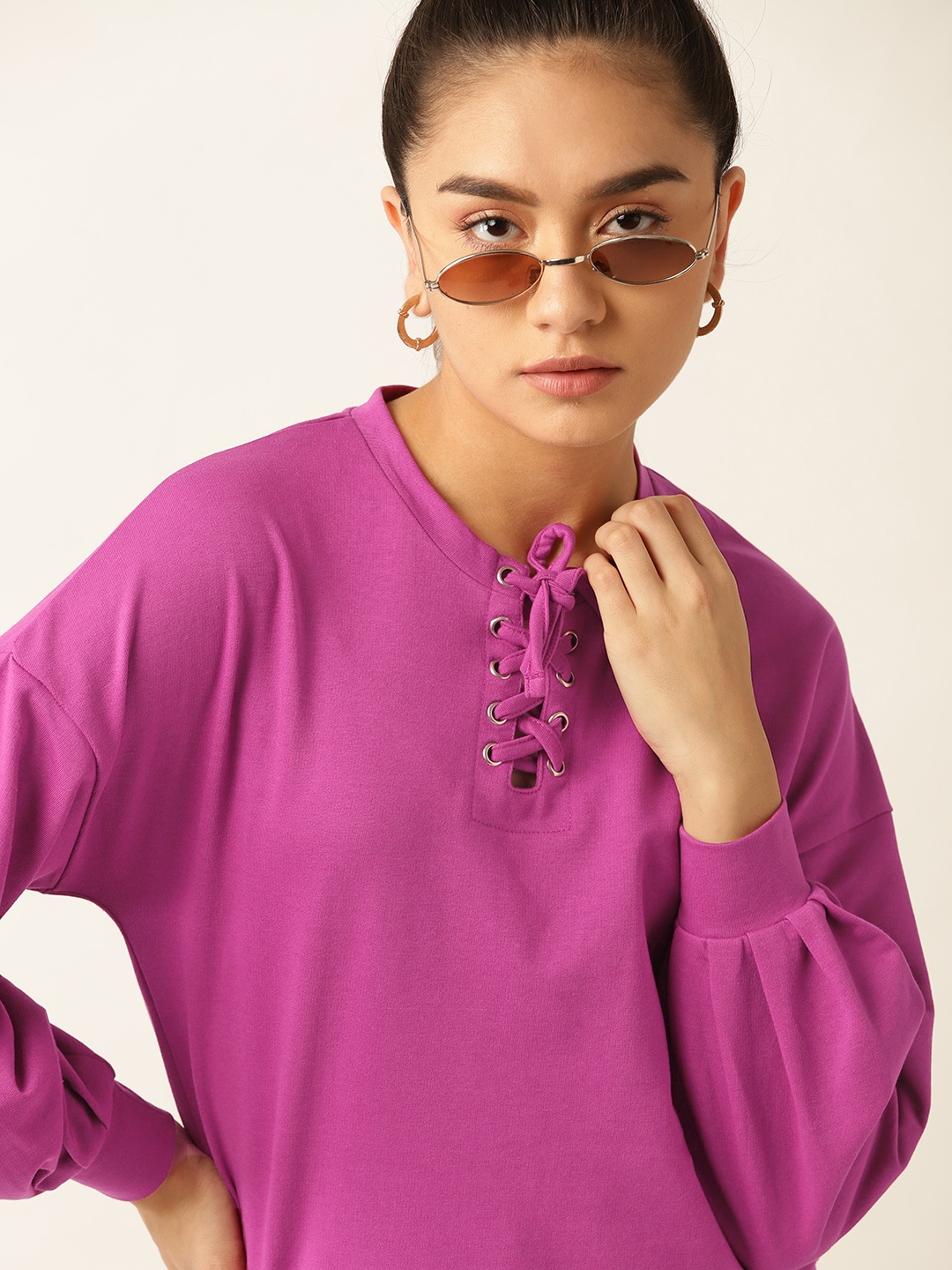 

DressBerry Women Purple Solid Sweatshirt