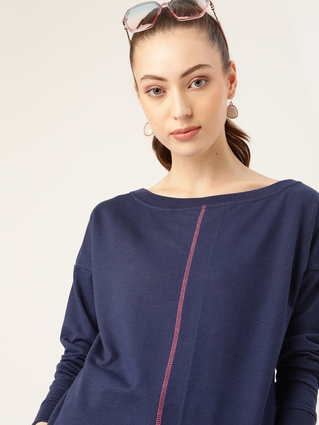 

DressBerry Women Navy Blue Solid Sweatshirt