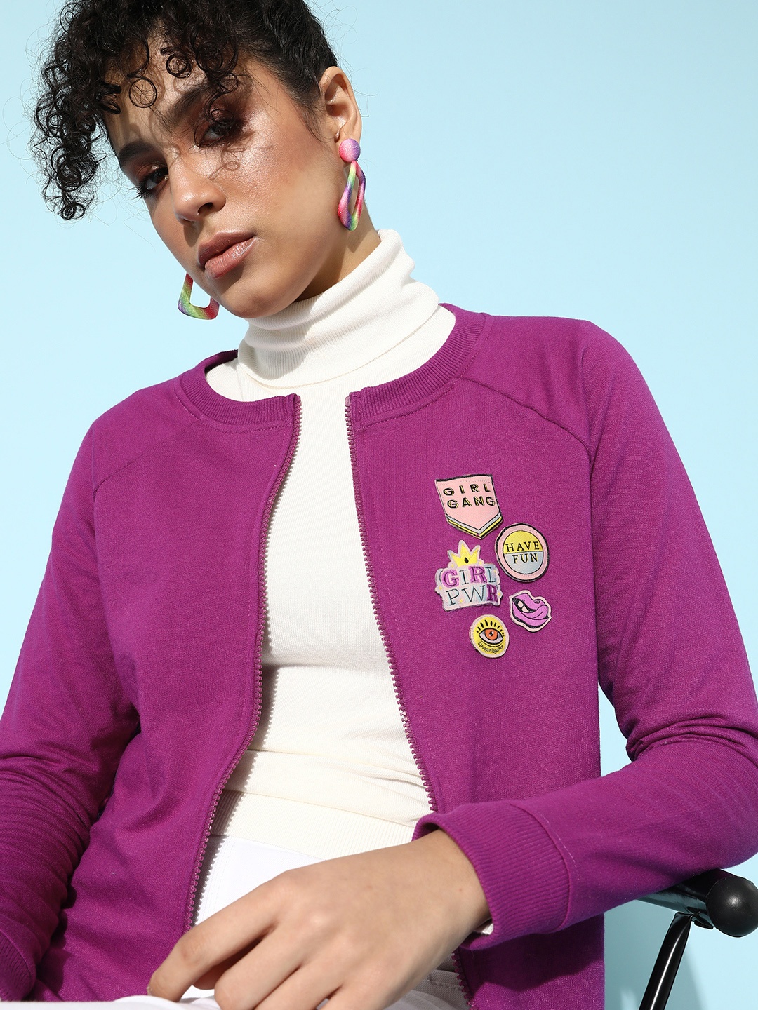 

DressBerry Women Purple Solid Sweatshirt
