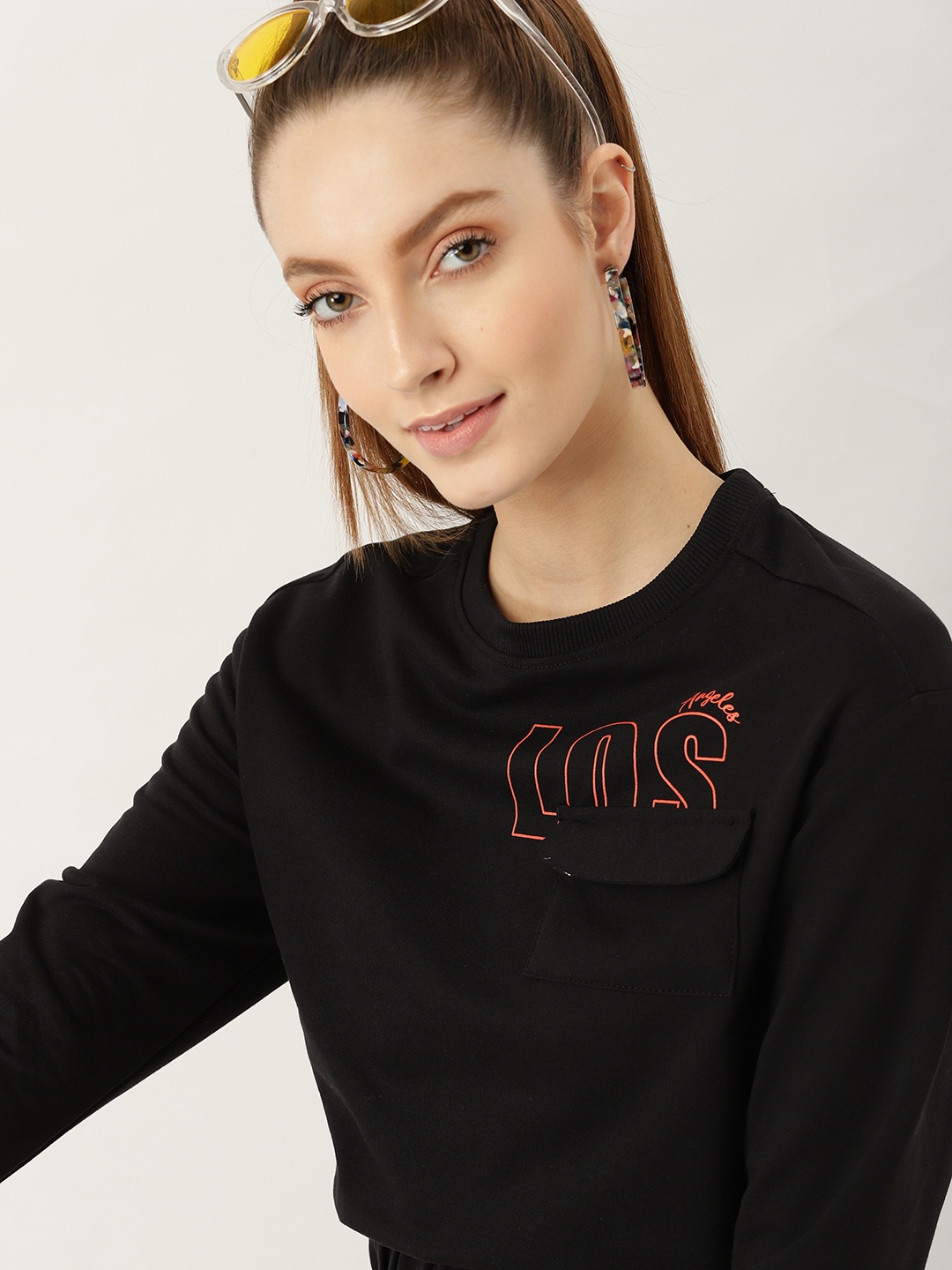 

DressBerry Women Black Print Detail Sweatshirt