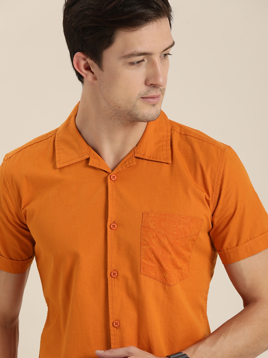 

Moda Rapido Men Orange Slim Fit Sustainable Casual Shirt