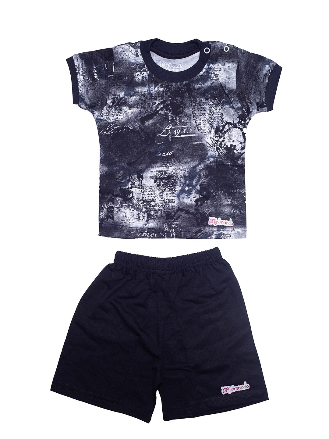 

Zoom Minimondo Unisex Kids Black & White Printed Night Suit