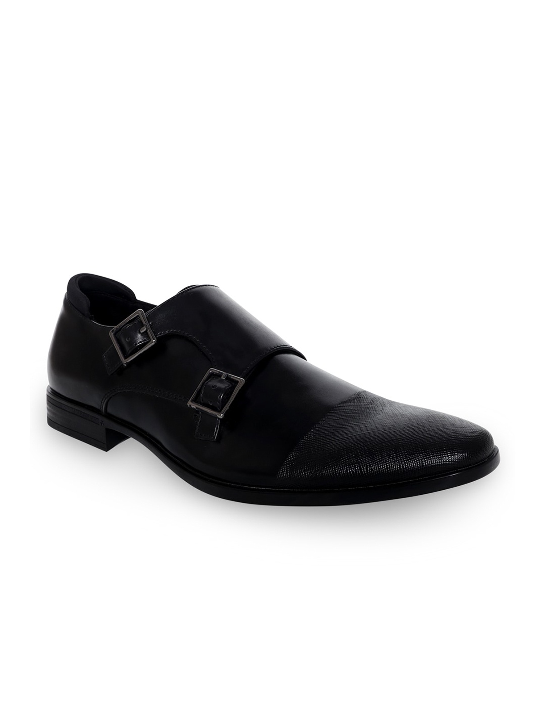 

Kenneth Cole Men Black Textured Leather Formal Monks