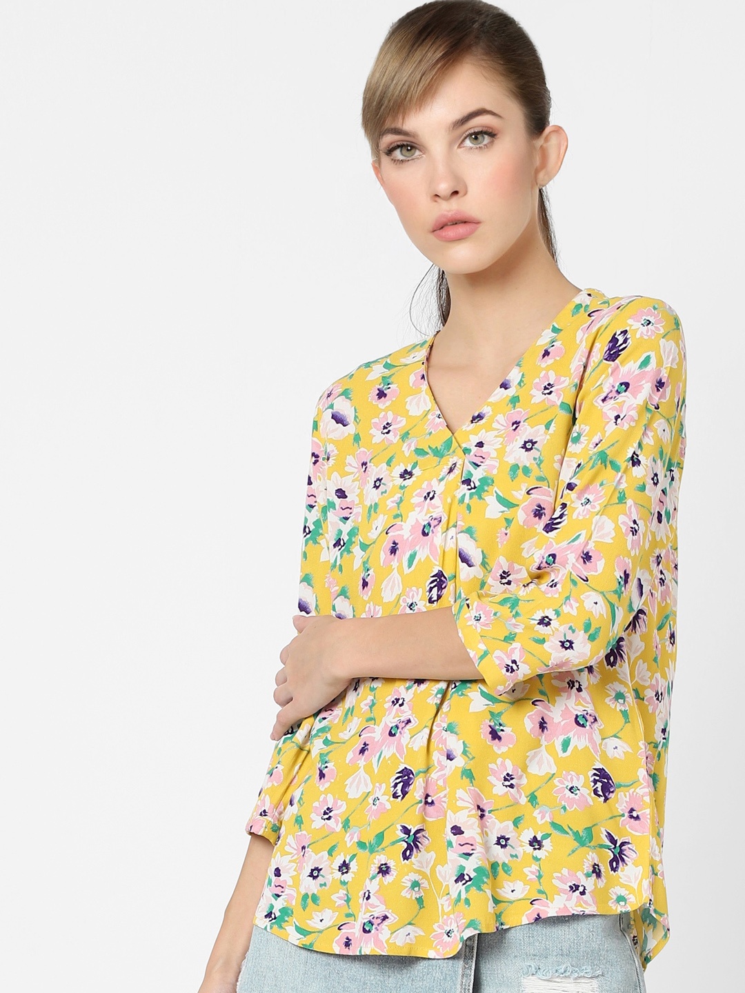

ONLY Yellow Floral Regular Top