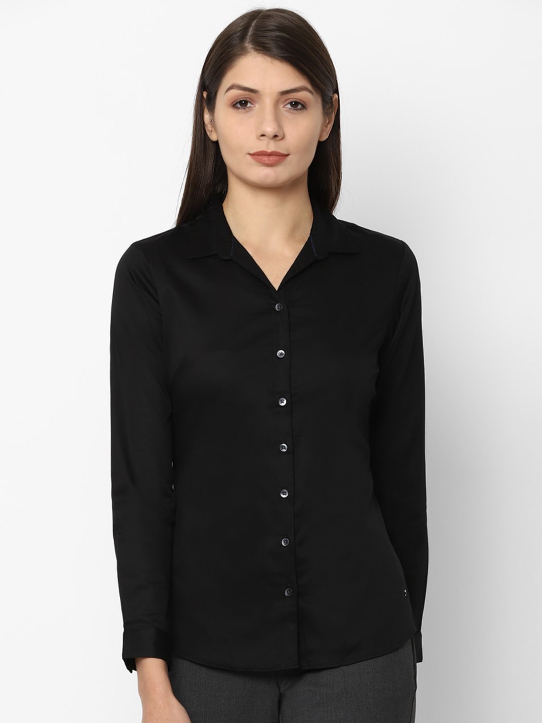 

Allen Solly Woman Women Black Regular Fit Solid Casual Shirt