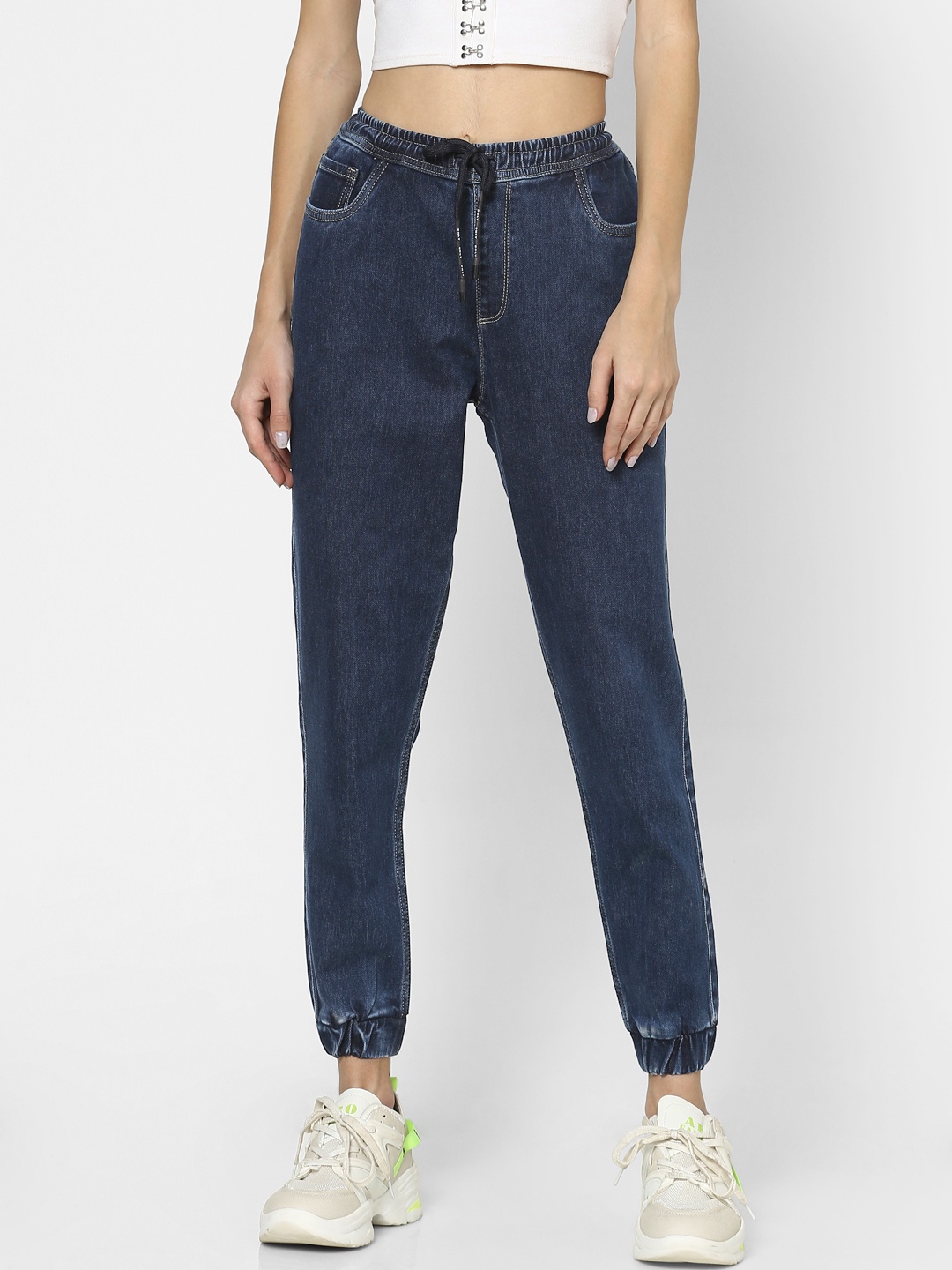 

ONLY Women Blue High-Rise Stretchable Jogger Jeans