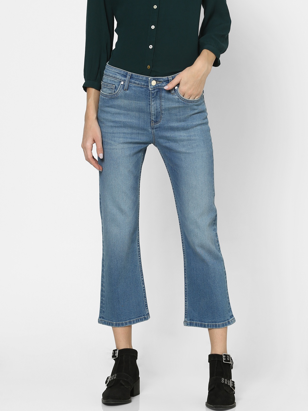 

ONLY Women Blue Flared Heavy Fade Jeans