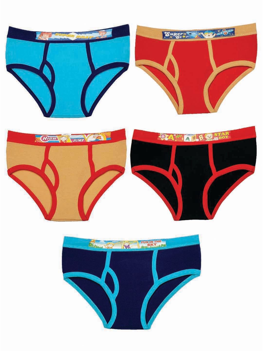 

Zoom Minimondo Kids Pack Of 5 Assorted Basic Briefs J.FUN-107-22