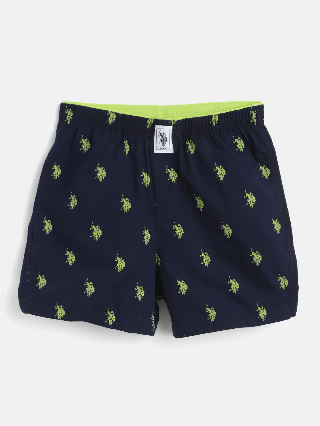 

U.S. Polo Assn. Kids Boys Navy Blue & Green Brand Logo Print Boxers 8905201686911