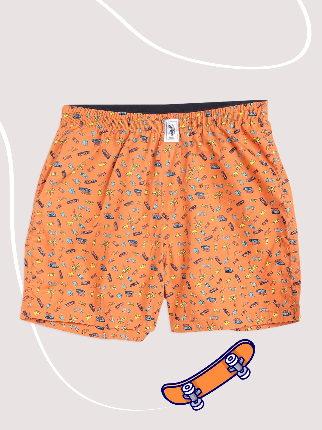 

U.S. Polo Assn. Kids Orange & Yellow Conversational Print Cotton Boxers 8905202197645