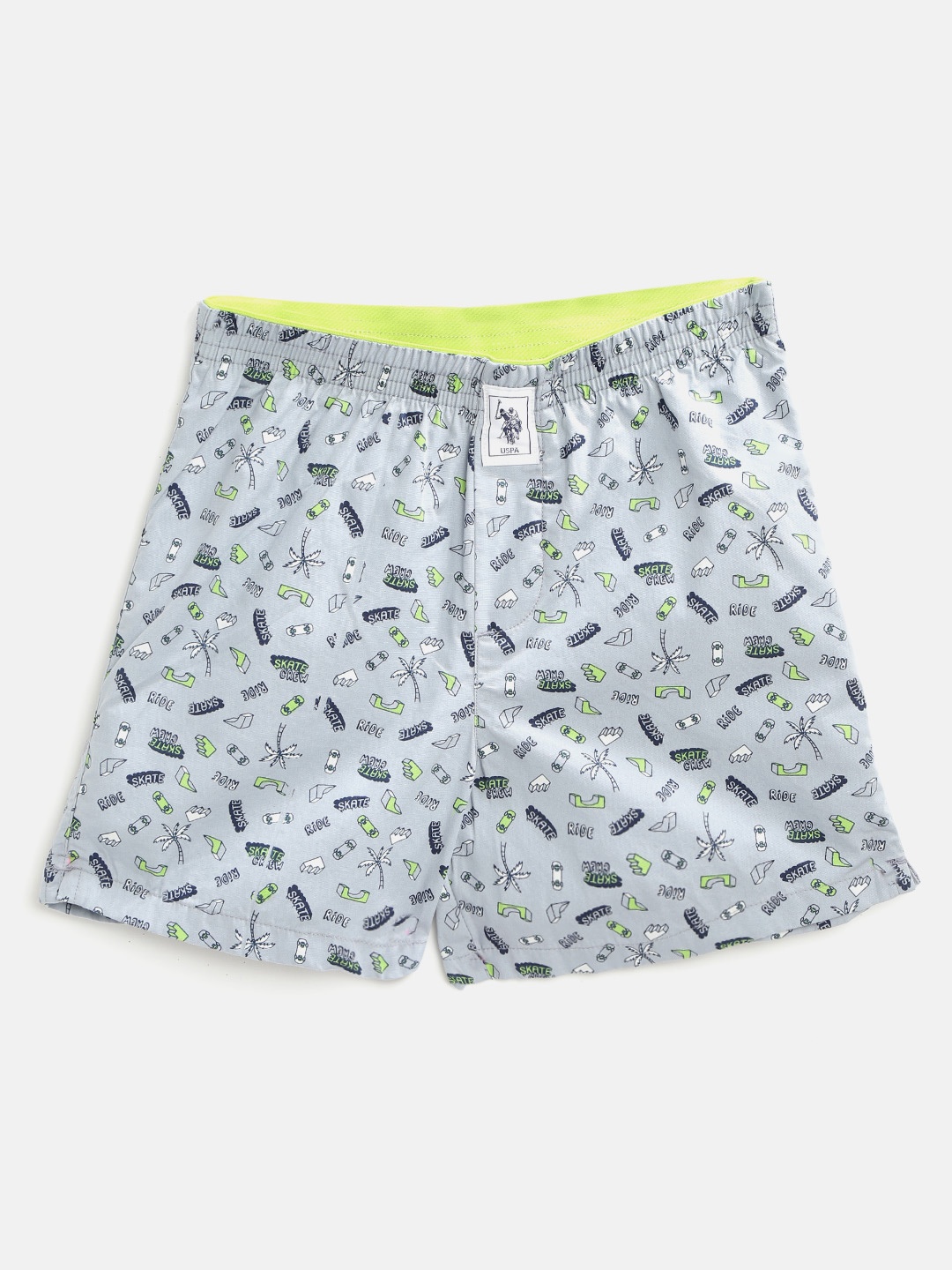 

U.S. Polo Assn. Kids Boys Grey & Navy Cotton Tropical & Skate Print Boxers 8905202197713