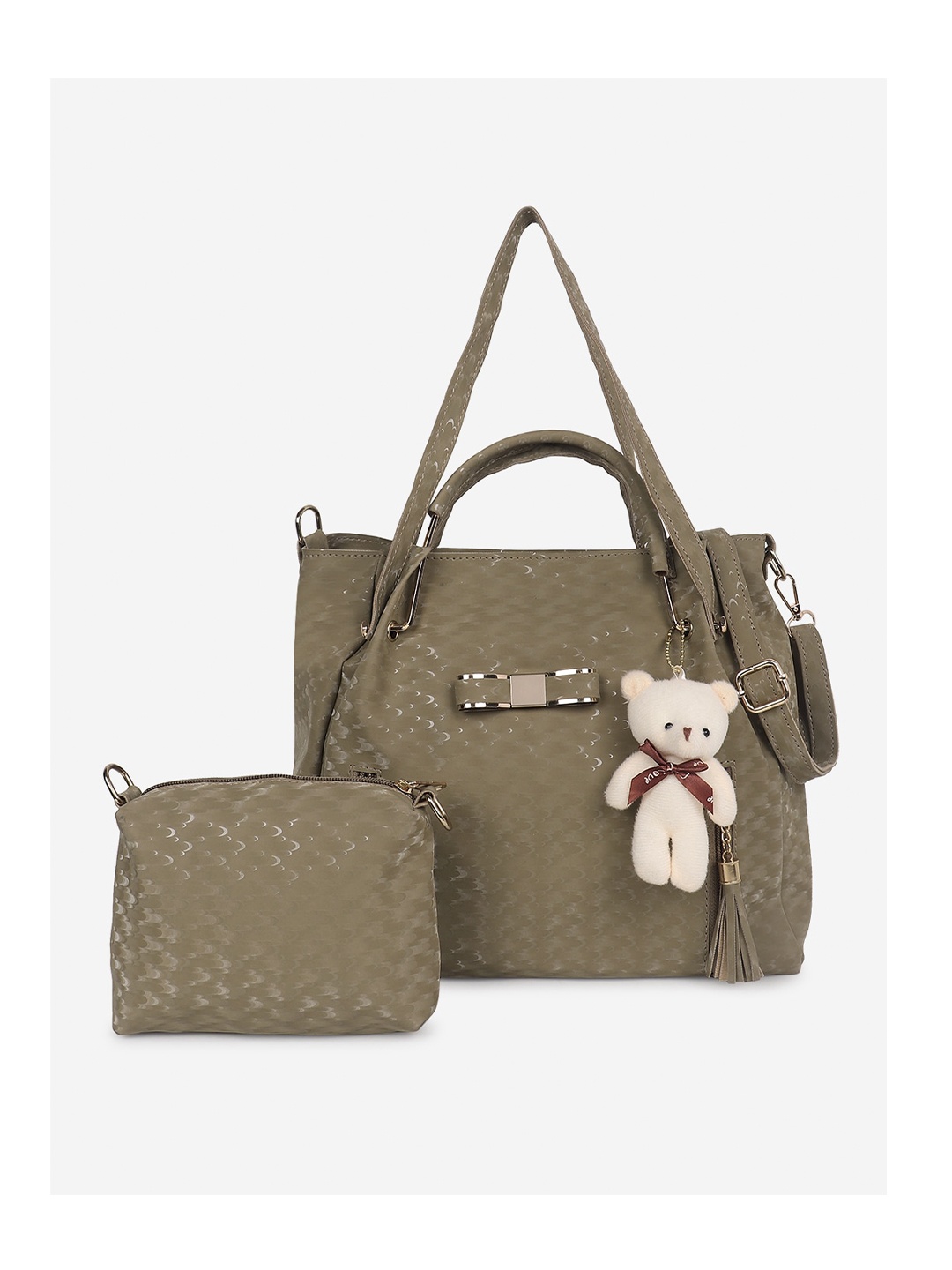 

Stropcarry Green Self Design Handheld Bag With Pouch